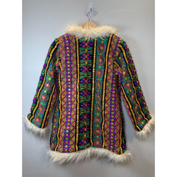 Ooto Multicolor Afghan Coat Women's Size S/M Boho Embroidered - Picture 5 of 7